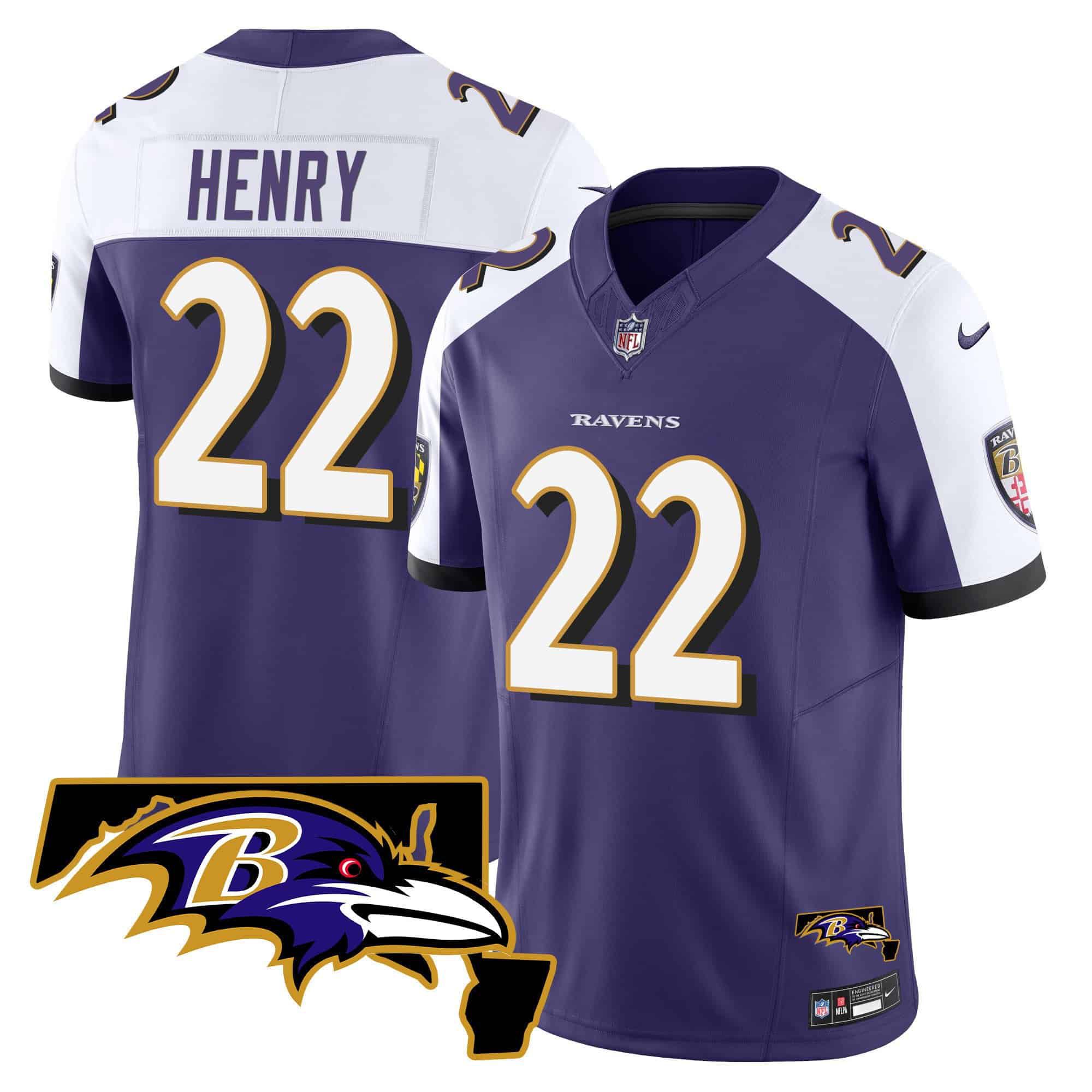 Men Baltimore Ravens #22 Henry Purple 2024 Nike Maryland Patch Vapor Limited NFL Jersey->indianapolis colts->NFL Jersey
